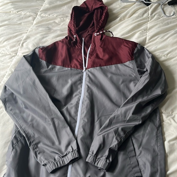 Grey and Burgundy Windbreaker - Picture 1 of 2